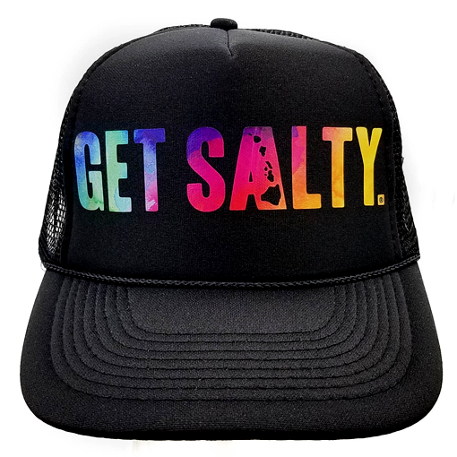 Watercolor Trucker Hat Pink Black Teal Get Salty Surf And Sailing Apparel