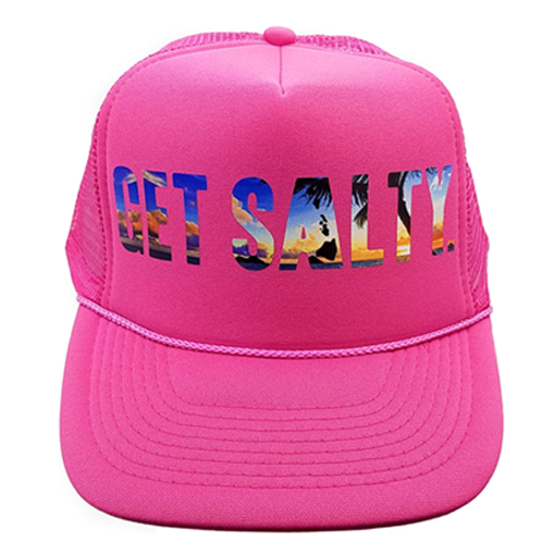 Black Hat with Teal and Hot Pink Logo